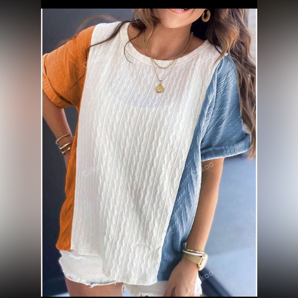 🤩HP🤩Color block textured top